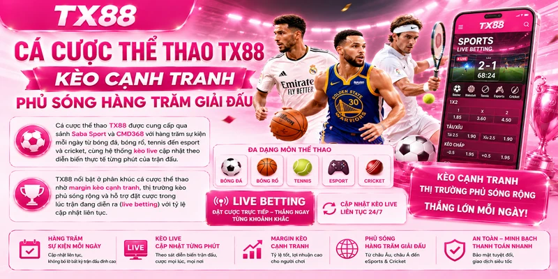 Cá cược thể thao TX88 - Kèo cạnh tranh phủ sóng hàng trăm giải đấu