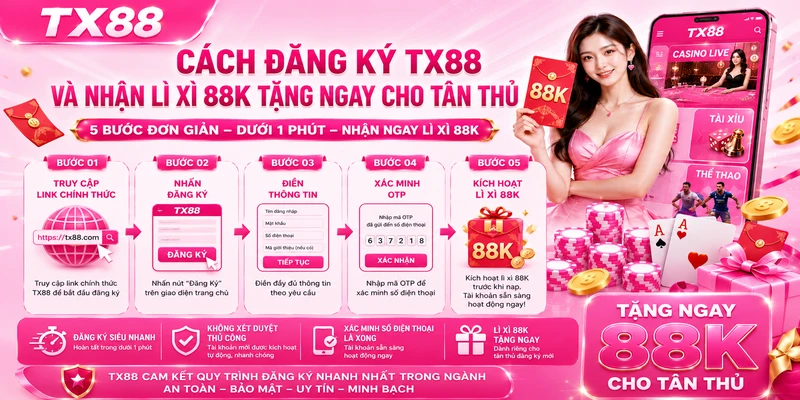 Cách đăng ký Tx88 nhận lì xì 88K cho tân thủ